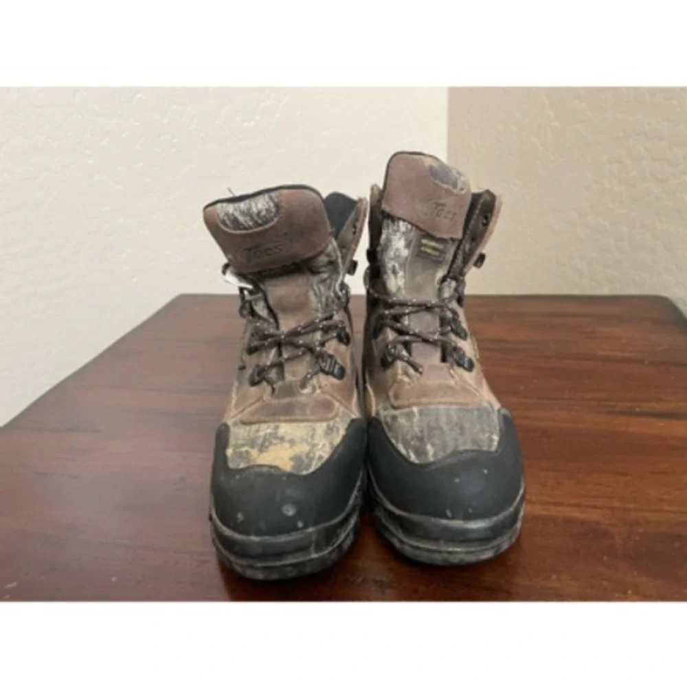 Tecs Unisex Hunting Boots Brown Black Camouflage Leather High Top Lace Up 8.5 W